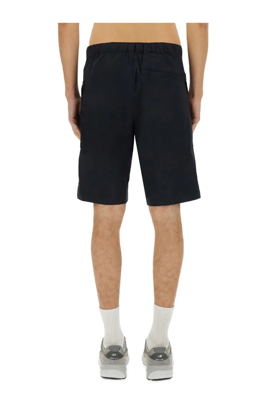 Aspesi men’s short lou blue black cotton shorts with drawstring waistband and side pockets