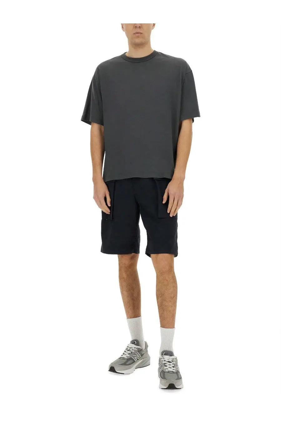 Dark gray oversized t-shirt with relaxed fit and short sleeves from aspesi mens short lou blue collection