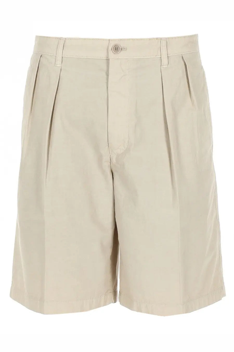 Beige pleated aspesi men’s shorts in cotton with button closure and belt loops perfect for casual wear