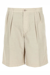 Beige pleated aspesi men’s shorts in cotton with button closure and belt loops perfect for casual wear