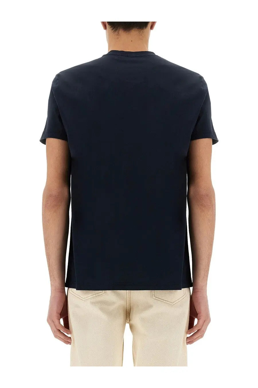 Navy blue cotton crew neck short sleeve t-shirt for men by ASPESI titled silence shirt blue