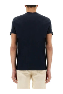 Navy blue cotton crew neck short sleeve t-shirt for men by ASPESI titled silence shirt blue