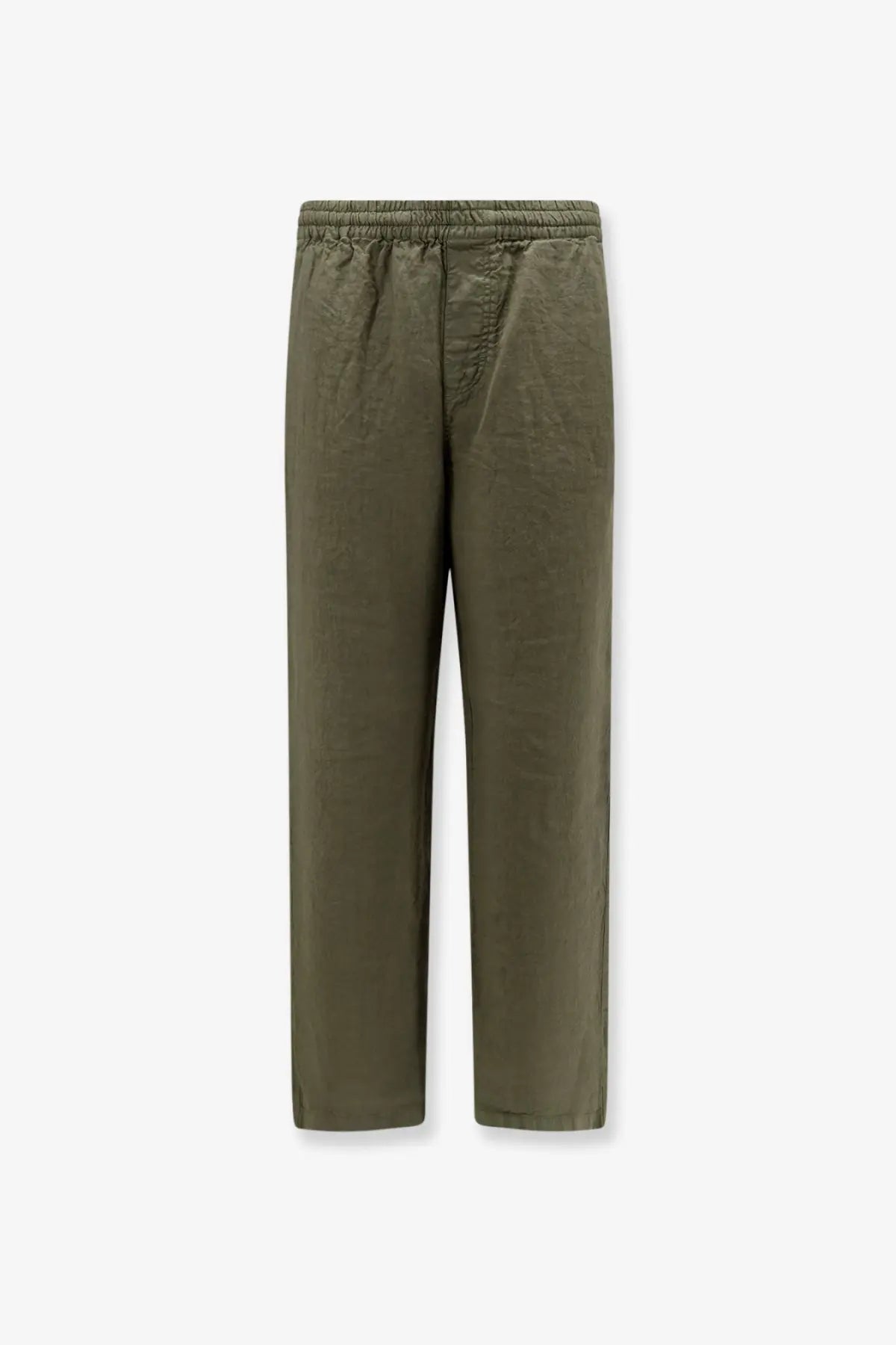 Olive green cotton trousers with elastic waistband by ASPESI men’s Ventura linen trousers green collection
