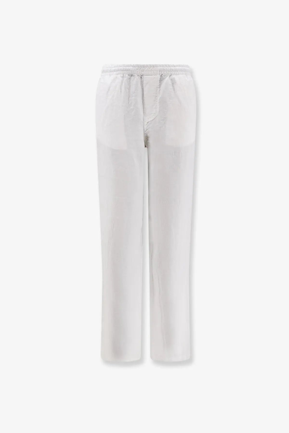 Aspesi men’s ventura white lightweight cotton trousers with relaxed fit and elastic waistband front view
