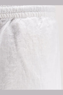 Aspesi men’s ventura white linen shorts with soft textured weave and elastic waistband for comfortable wear