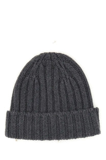 Aspesi women’s beanie hat grey dark gray ribbed knit with a folded cuff for casual cold weather wear