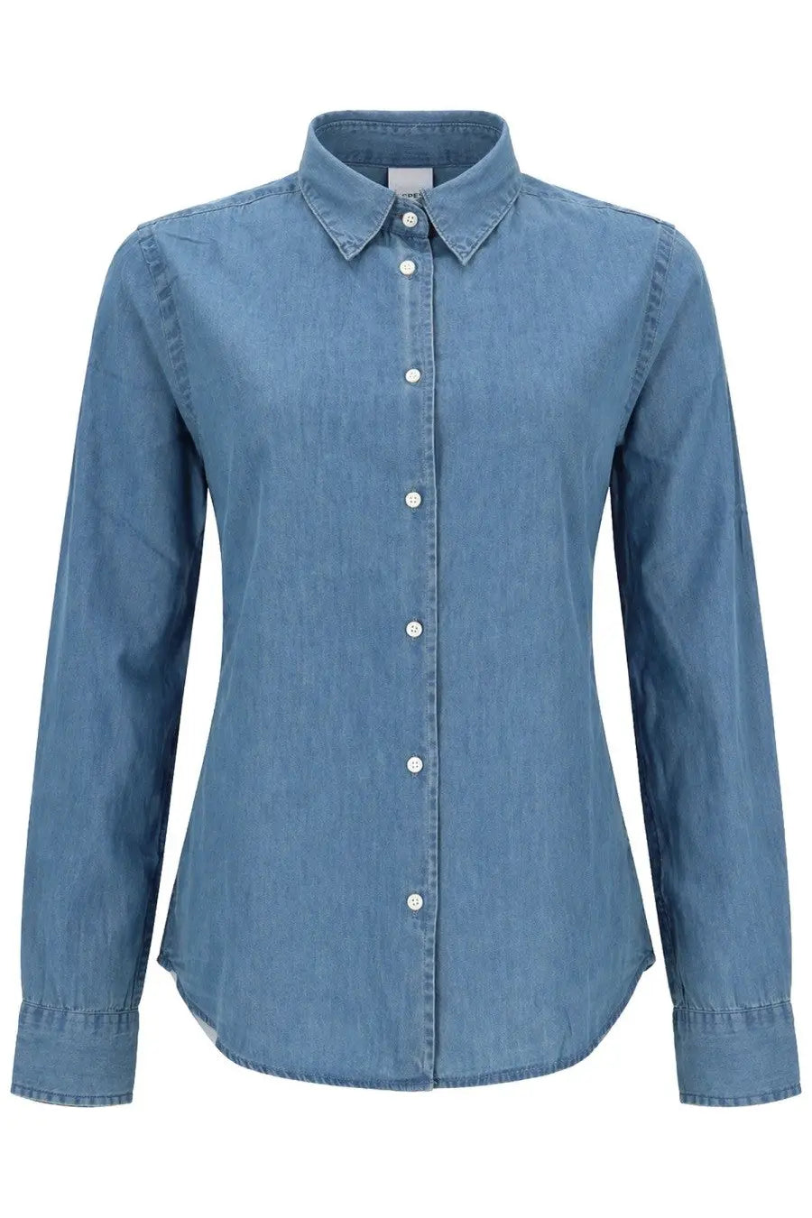 Aspesi women’s camicia mod5422 blue classic blue denim button-up shirt with crisp collar and white buttons