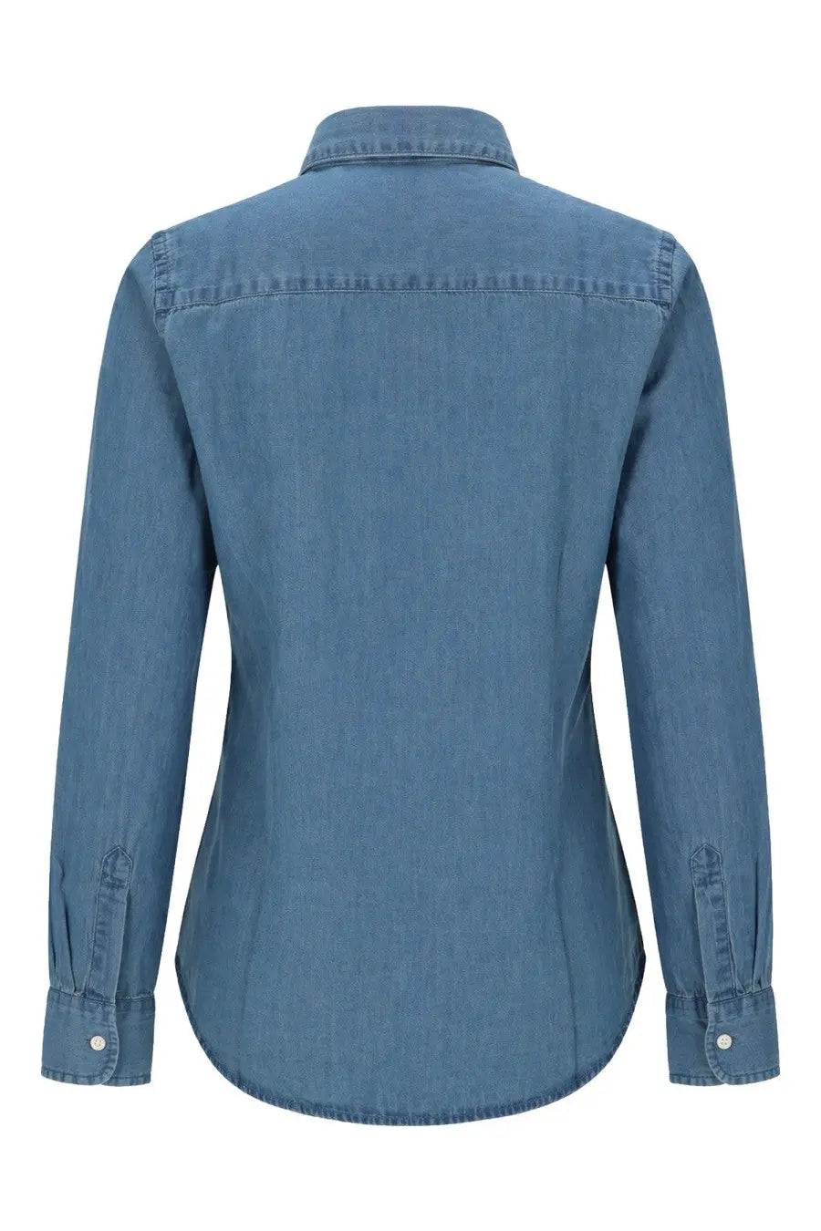 Aspesi women’s camicia mod5422 blue classic denim shirt with button-down collar long sleeves and subtle fading
