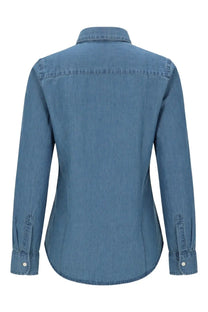 Aspesi women’s camicia mod5422 blue classic denim shirt with button-down collar long sleeves and subtle fading