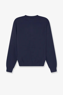 Navy blue ASPESI women’s cotton crewneck sweatshirt with ribbed cuffs and hem for casual wear