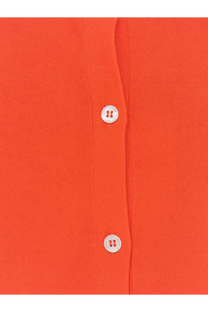 Vibrant orange aspesi women’s cotton cardigan with two white buttons down the front