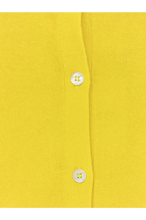 Bright yellow aspesi women’s cotton knit cardigan with two white buttons