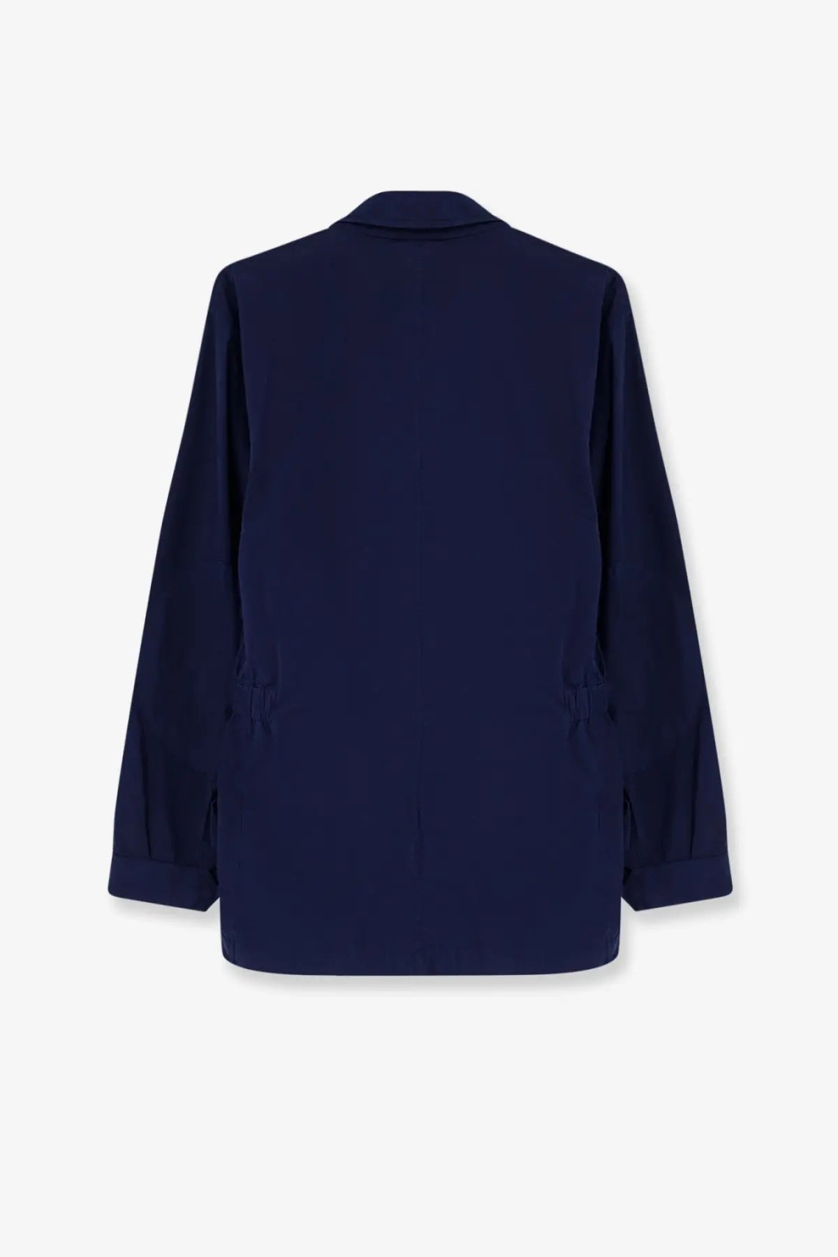 Navy blue Aspesi women’s cotton blazer with long sleeves and subtle side seam details for stylish layering
