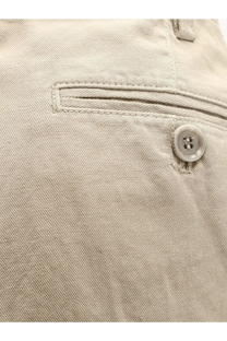 Beige aspesi women cotton and linen shorts with subtle woven texture and single button closure