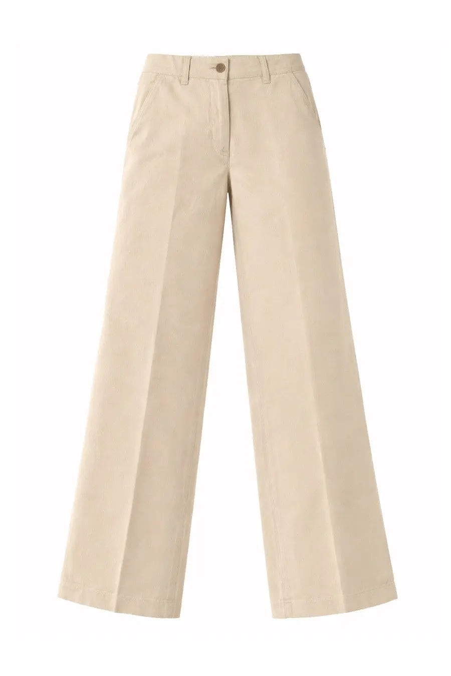 Beige aspesi wide-leg cotton and linen tailored pants with clean fit and subtle front pleats for women