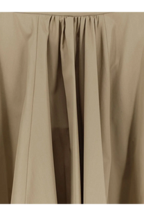 Beige ASPESI women’s cotton long pleated skirt with smooth structured fabric perfect for elegant wear