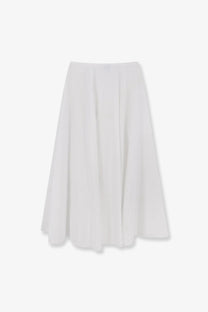 Aspesi women’s white cotton long skirt with flowing pleats soft lightweight fabric and a flattering a-line silhouette