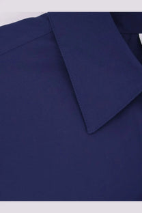 Navy blue fabric collar with neat stitching on aspesi women’s cotton shirt blue