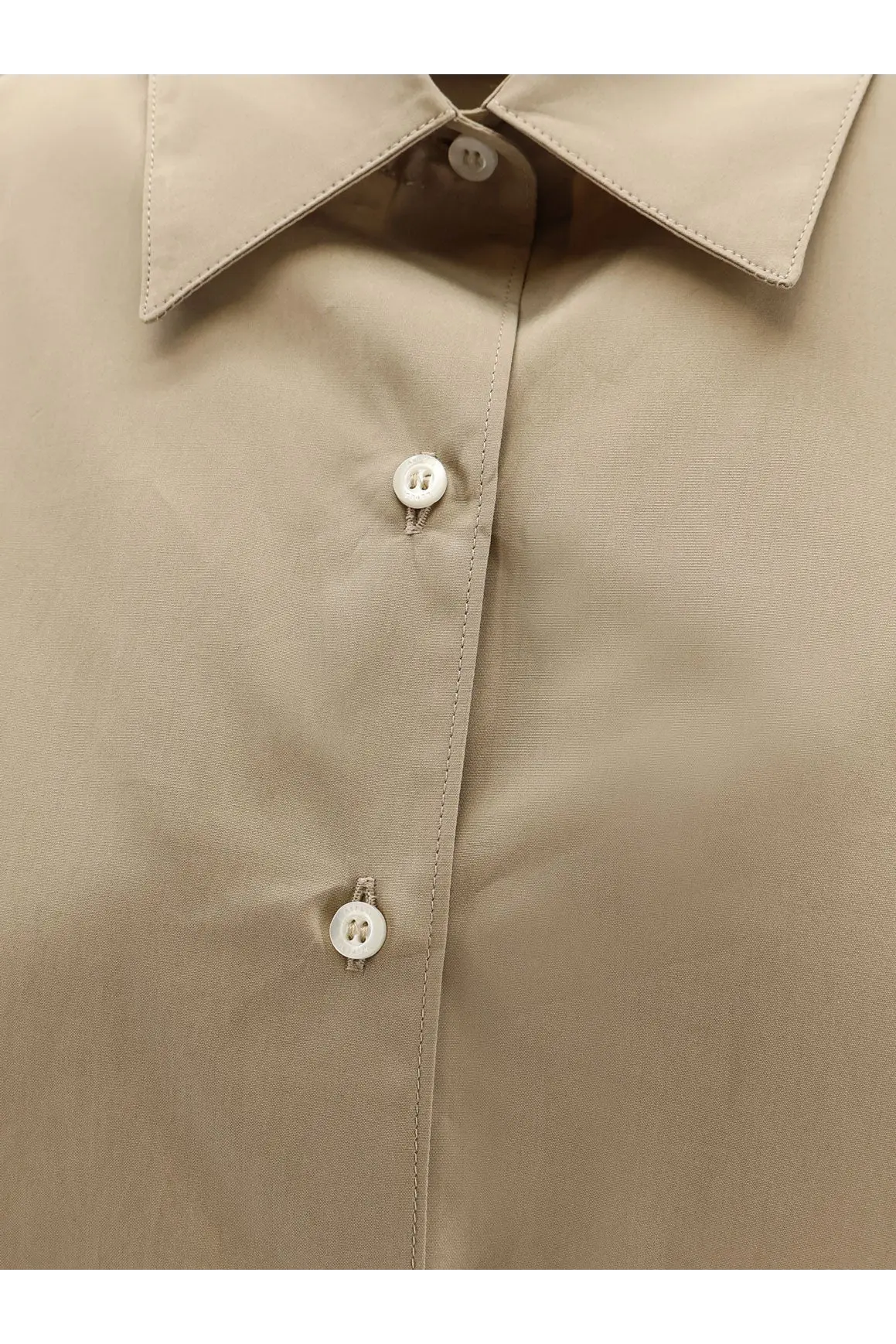 Aspesi women’s cotton shirt coloniale beige button up with crisp collar and white buttons