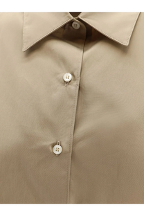 Aspesi women’s cotton shirt coloniale beige button up with crisp collar and white buttons