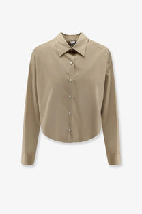 Aspesi women’s beige cotton long-sleeved shirt with classic collar and neatly finished cuffs for casual wear