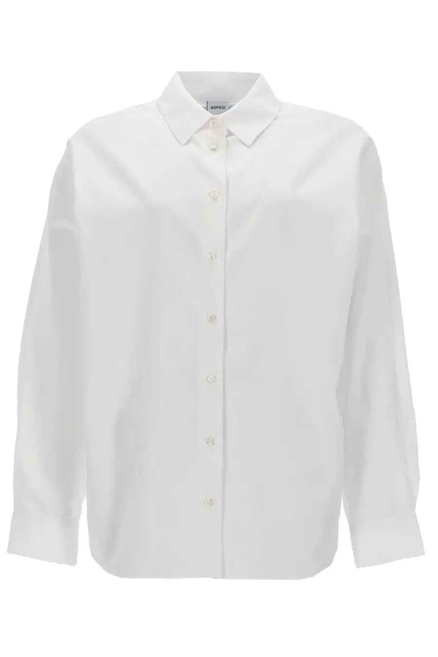 Aspesi women’s white cotton shirt with classic collar long sleeves and subtle stitching details