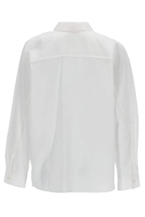 Aspesi women’s white cotton shirt with long sleeves classic collar and subtle seam detailing front view