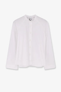 Aspesi women’s white cotton shirt featuring a minimalist design with long sleeves and soft flowing fabric
