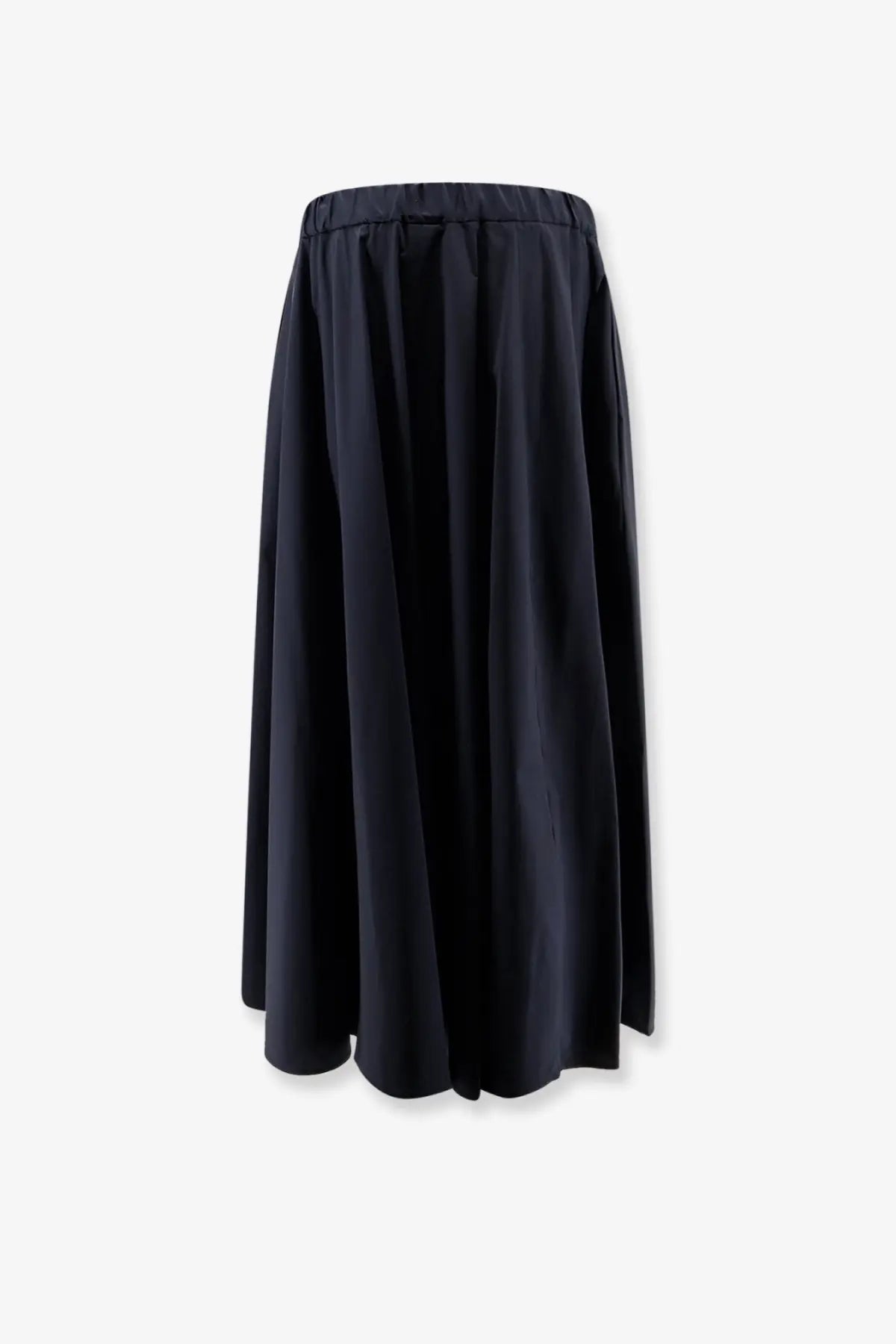 Black high-waisted midi skirt with smooth flowing fabric and elastic waistband for women by aspesi cotton