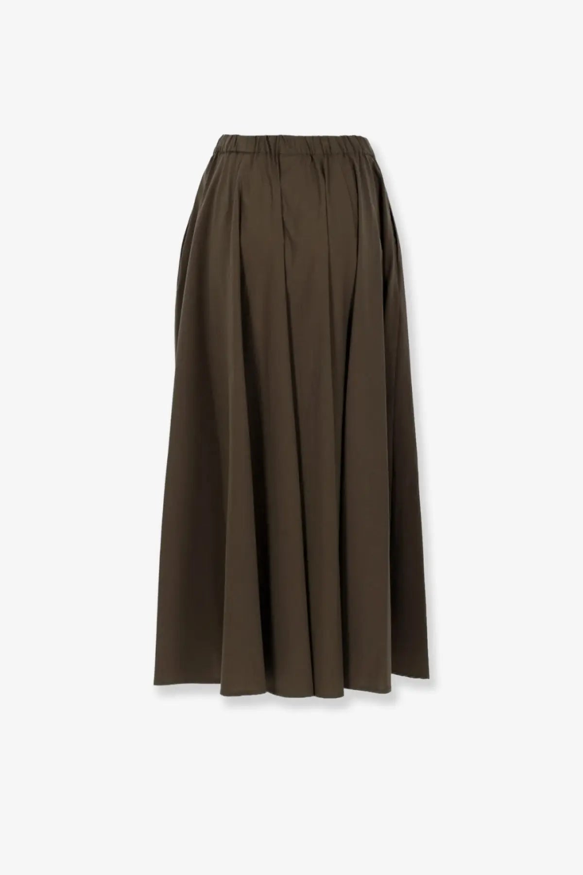 Aspesi women’s olive green cotton pleated midi skirt with elastic waistband for comfortable stylish wear