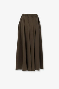 Aspesi women’s olive green cotton pleated midi skirt with elastic waistband for comfortable stylish wear