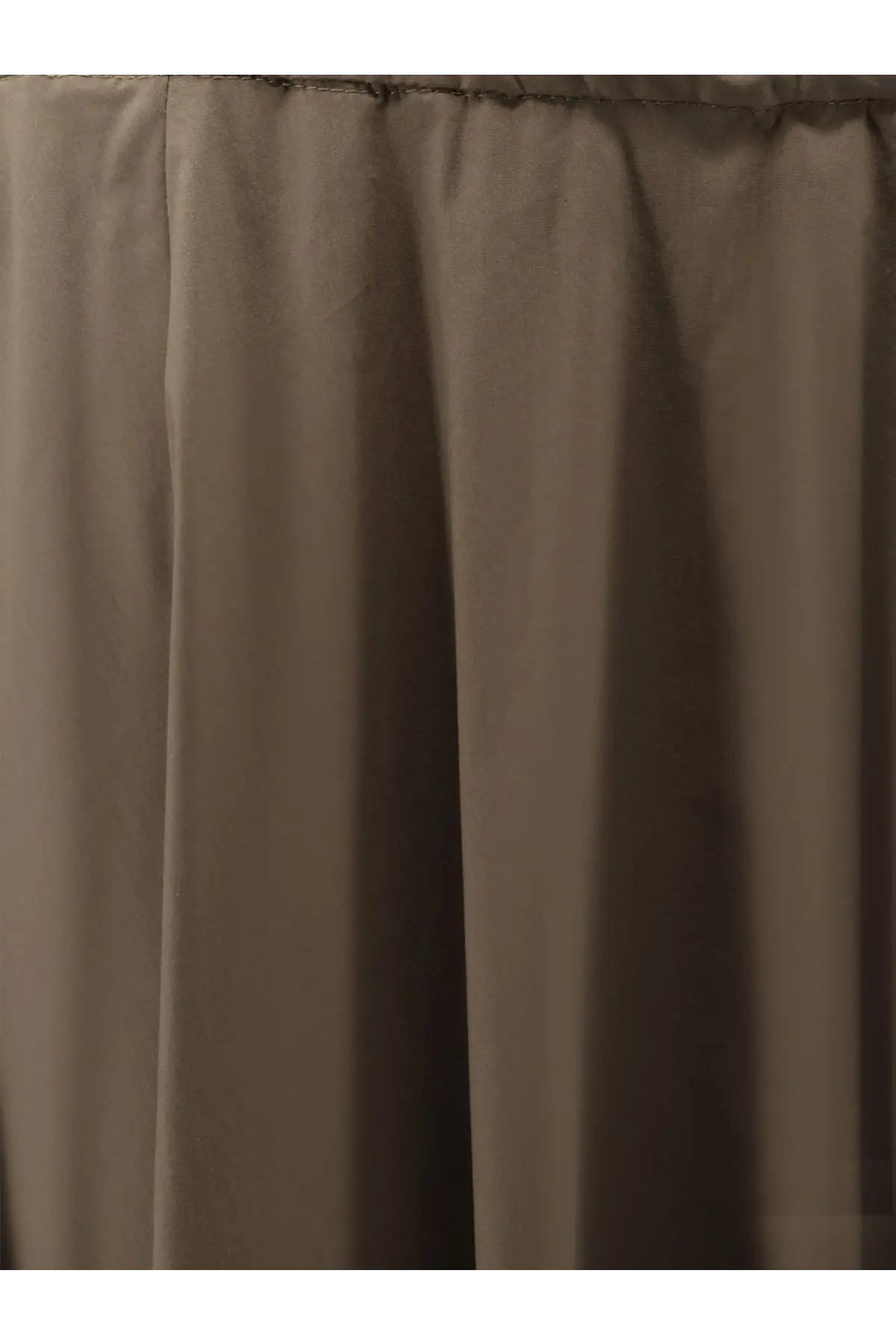 Aspesi women’s green cotton skirt with taupe smooth curtain featuring vertical pleats and gathered top hem