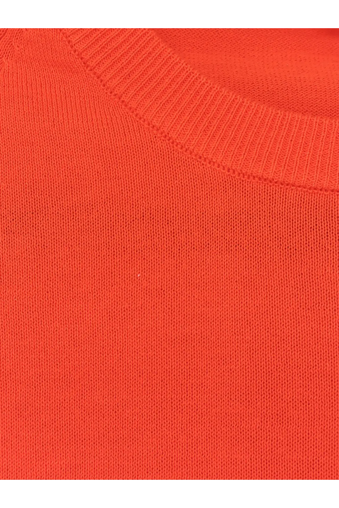 Aspesi women’s bright orange cotton sweater with ribbed crew neckline and knit texture