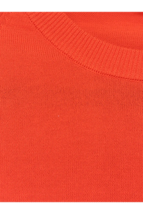 Aspesi women’s bright orange cotton sweater with ribbed crew neckline and knit texture