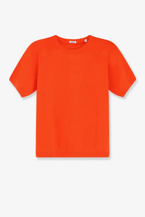 Aspesi women’s bright orange cotton short-sleeved sweater with crew neck and minimalist design
