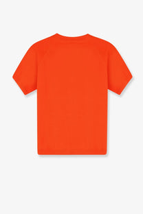 Aspesi women’s bright orange cotton short-sleeved sweater with simple crew neck design