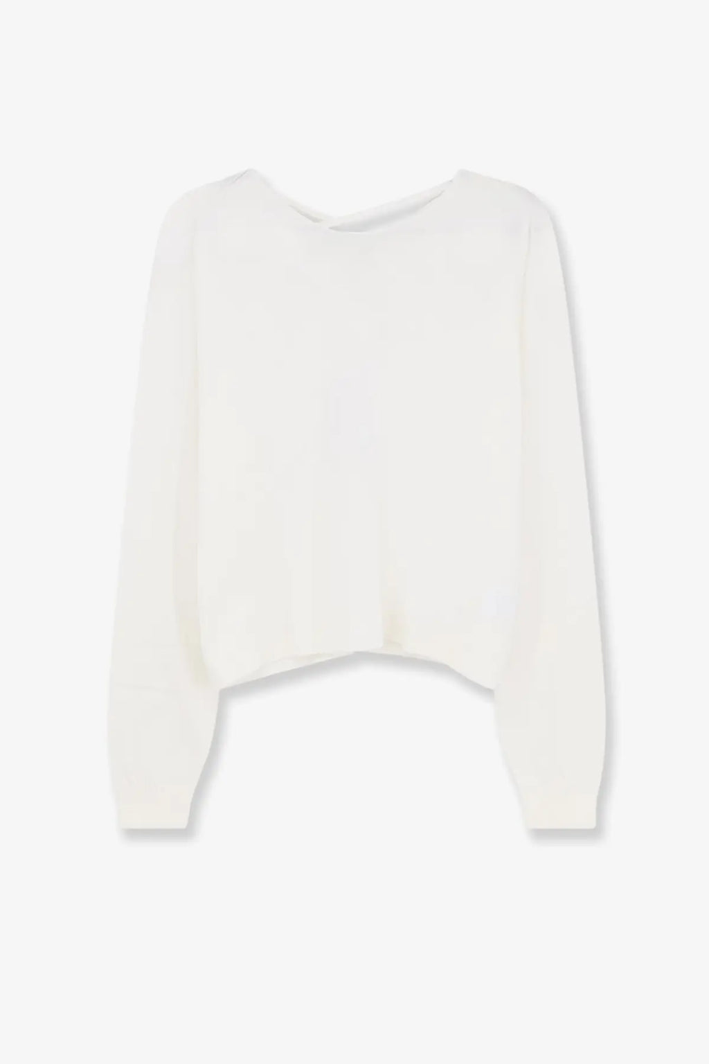 Aspesi women’s white cotton sweater with a soft, off-white cropped design and long sleeves in a relaxed fit