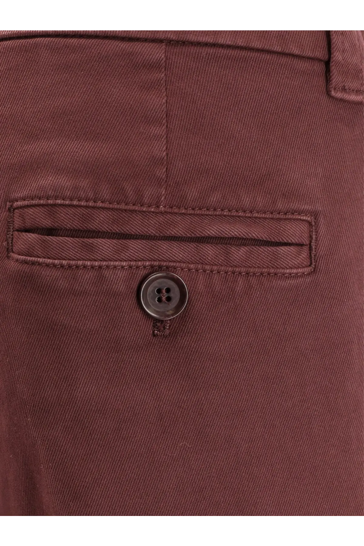 Aspesi women’s maroon cotton chino trousers with single button closure and stitched pocket detail