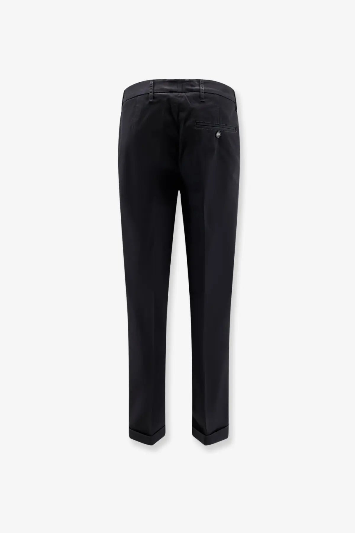 Aspesi women’s black cotton tailored trousers with a sleek straight-leg cut and rolled cuffs