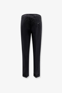 Aspesi women’s black cotton tailored trousers with a sleek straight-leg cut and rolled cuffs