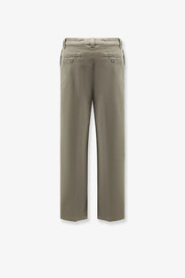 Aspesi women’s cotton grey trousers shown from the back with khaki straight-leg chino style and classic pocket design