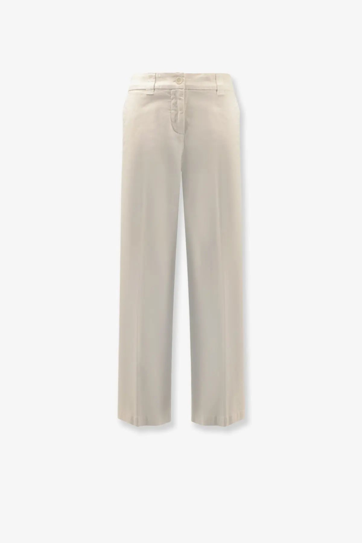Aspesi women’s cream-colored cotton wide-leg trousers with tailored fit and subtle front pleats in white