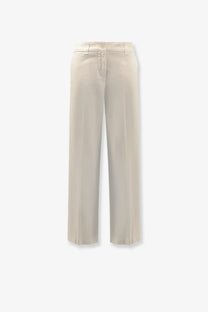 Aspesi women’s cream-colored cotton wide-leg trousers with tailored fit and subtle front pleats in white