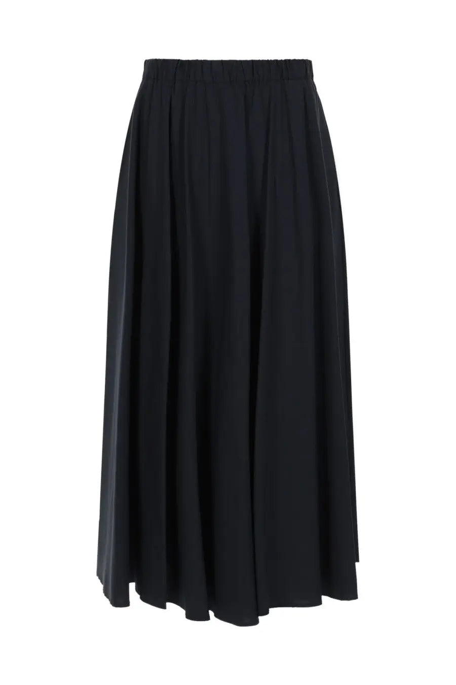 Black pleated midi skirt with elastic waistband in popeline blue by aspesi for women