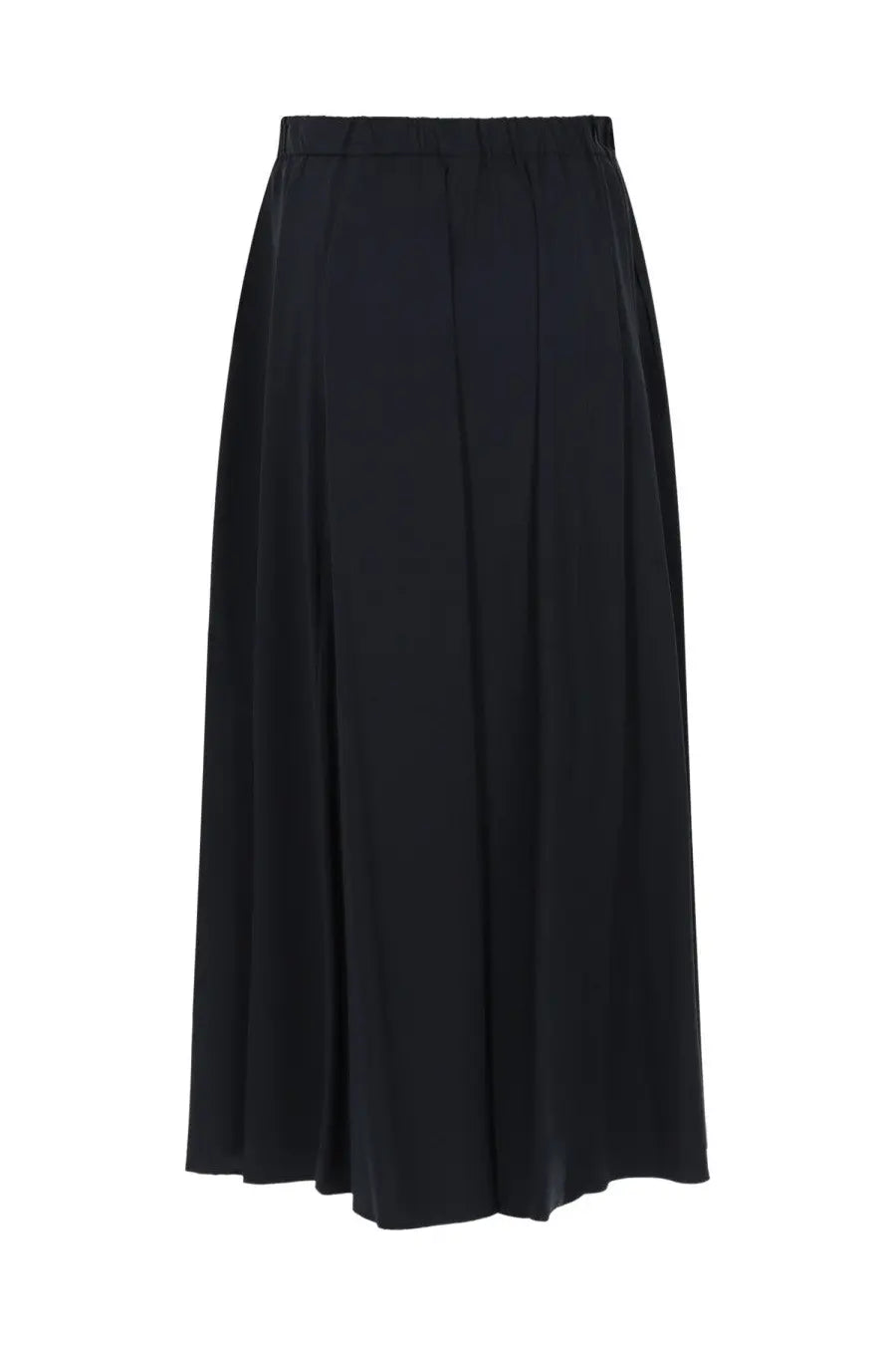 Aspesi women’s gotta midi in popeline blue with black pleated smooth flowing fabric and elastic waistband