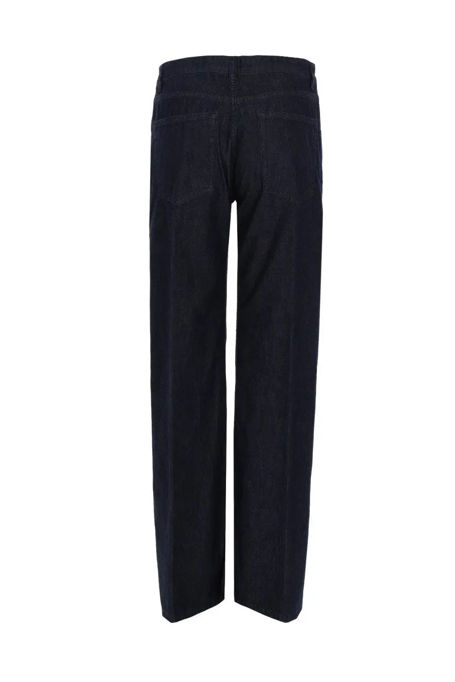 Dark indigo denim trousers with a straight-leg cut and classic back pockets shown from the back in aspesi women’s jeans regular fit blue
