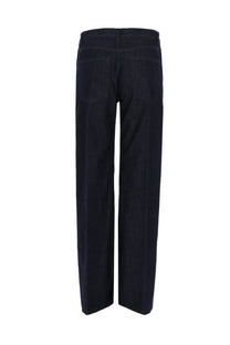 Aspesi women’s dark indigo denim jeans regular fit with straight-leg cut and classic back pockets showing the back side