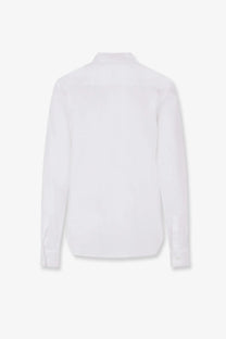 Aspesi women’s white linen shirt with long sleeves, classic collar, and tailored button-up design