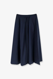 Aspesi women’s long cotton skirt in navy blue with pleated design and elastic waistband for comfortable wear