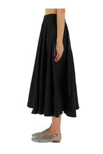 Black high-waisted midi skirt with flowing pleated design from aspesi womens mia skirt collection